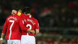 Gary Neville y Cristiano Ronaldo, juntos en Manchester United.