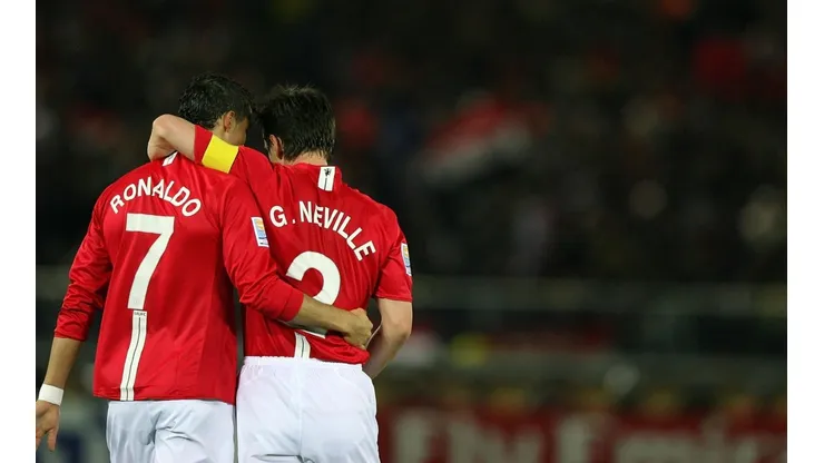 Gary Neville y Cristiano Ronaldo, juntos en Manchester United.