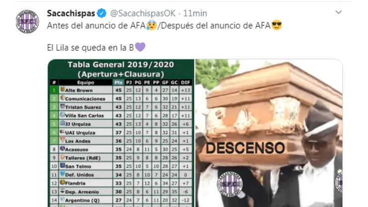 Foto captura del tuit de Sacachispas.