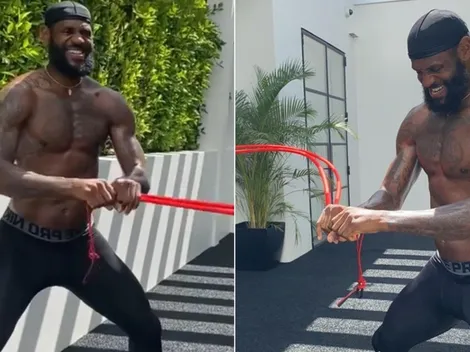Con una impresionante barba, LeBron James se mostró entrenando