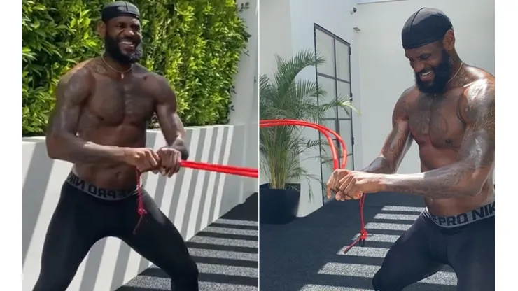 Con una impresionante barba, LeBron James se mostró entrenando