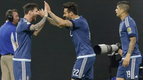 Messi y Lavezzi, juntos en la Selección Argentina.