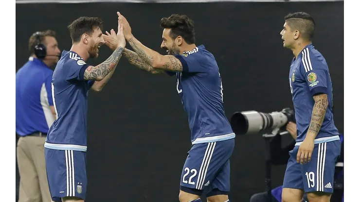 Messi y Lavezzi, juntos en la Selección Argentina.