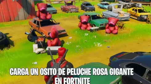 Desafíos Fortnite: Carga un osito de peluche rosa gigante
