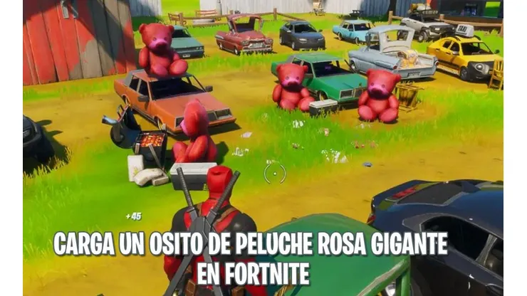 Desafíos Fortnite: Carga un osito de peluche rosa gigante