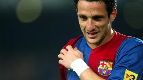 Juliano Belletti con la camiseta de Barcelona.