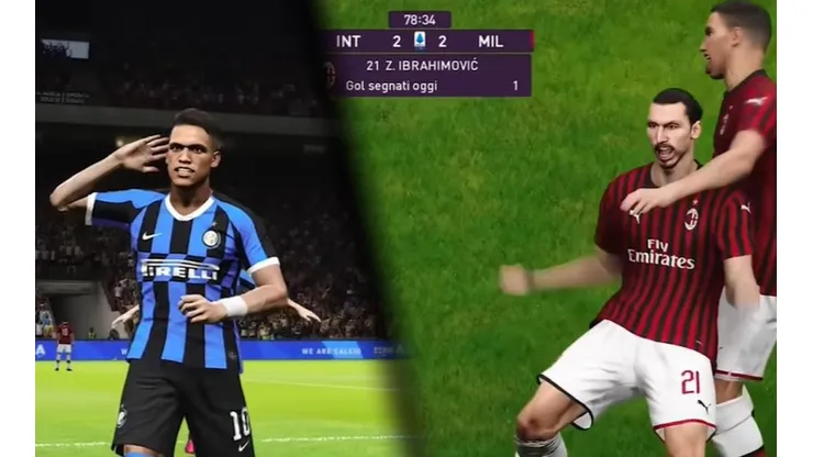 Con goles de Lautaro, Lukaku y Zlatan, Inter y Milan empataron en el Derby virtual