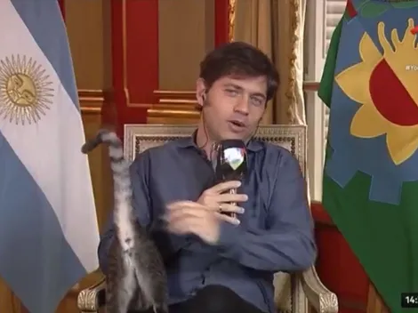 Video: a Kiciloff se le subió un gato encima en plena entrevista