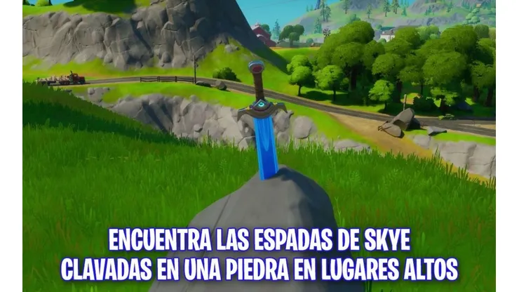 Donde están las espadas de Skye clavadas en la piedra en lugares altos en Fortnite