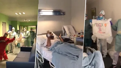 Héroes: médicos de España le organizaron una fiesta sorpresa a un paciente con coronavirus