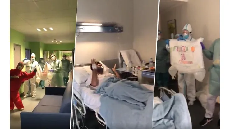 Héroes: médicos de España le organizaron una fiesta sorpresa a un paciente con coronavirus