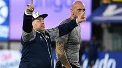 Diego Maradona durante su reciente visita a la Bombonera.