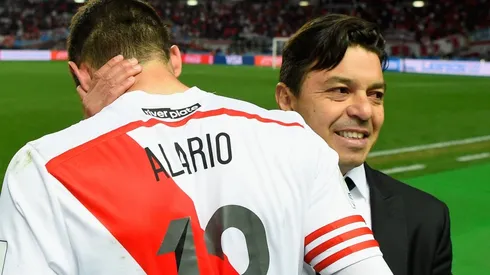 Foto de Lucas Alario y Marcelo Gallardo.