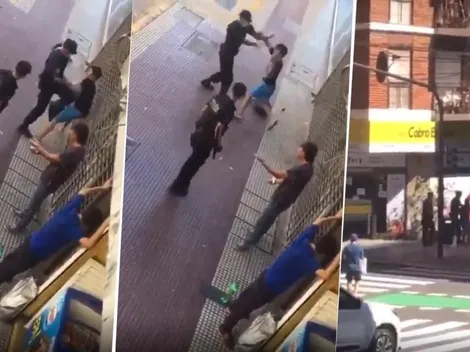 Video: policía le pegó, él se paró de manos y lo mordió un perro