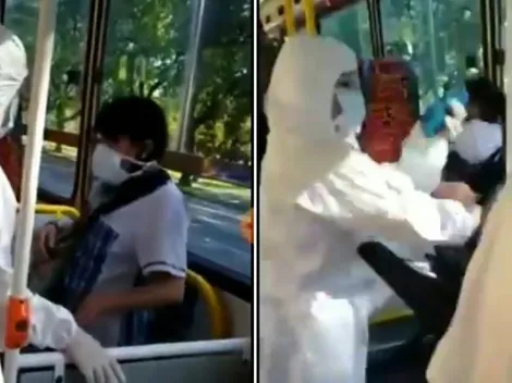 Policía sacó del colectivo a una mujer con síntomas de coronavirus