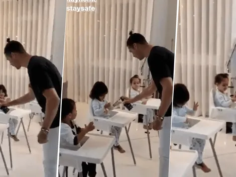 Cristiano Ronaldo les enseñó a sus hijos cómo protegerse del coronavirus