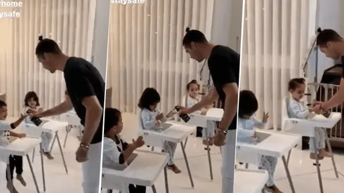 Cristiano Ronaldo les enseñó a sus hijos cómo protegerse del coronavirus