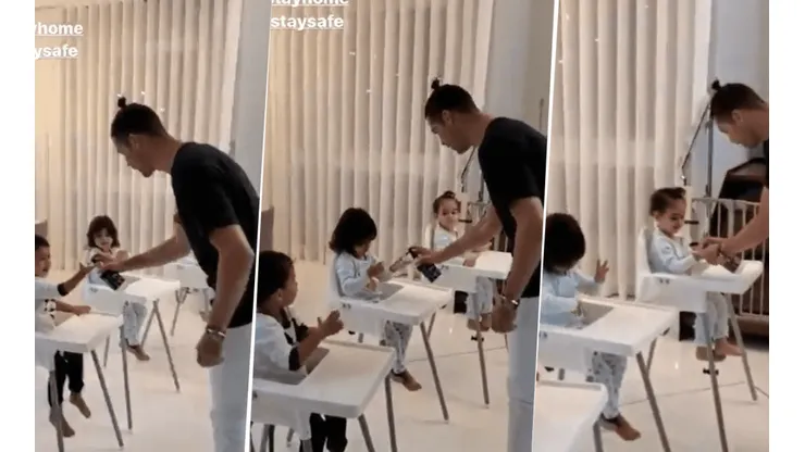 Cristiano Ronaldo les enseñó a sus hijos cómo protegerse del coronavirus