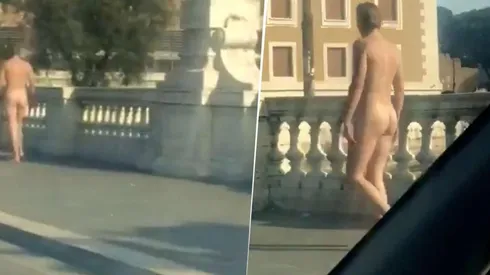 Video que da miedo: un hombre sin nada de ropa camina por las calles vacías de Roma