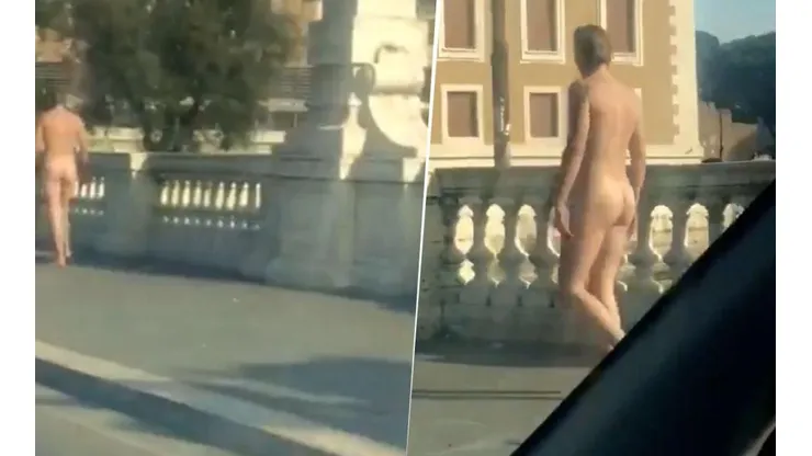 Video que da miedo: un hombre sin nada de ropa camina por las calles vacías de Roma