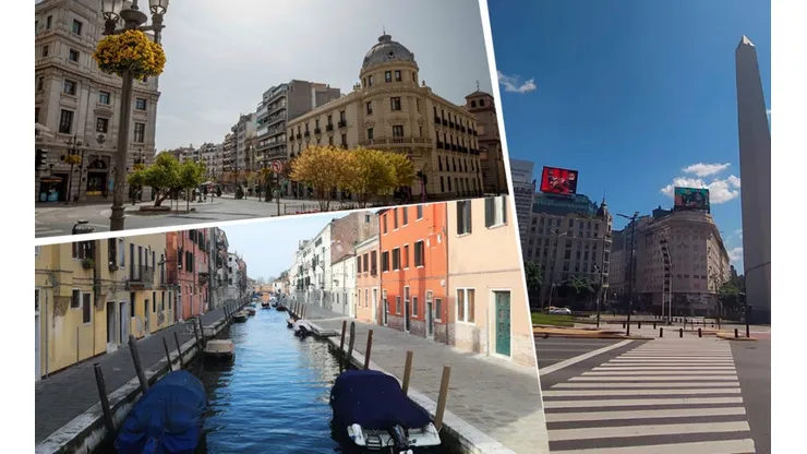 Ciudades de España, Italia y Argentina lucen completamente vacías.