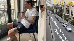 Video: Di María, harto de estar encerrado en su casa, se asomó por la ventana a gritar