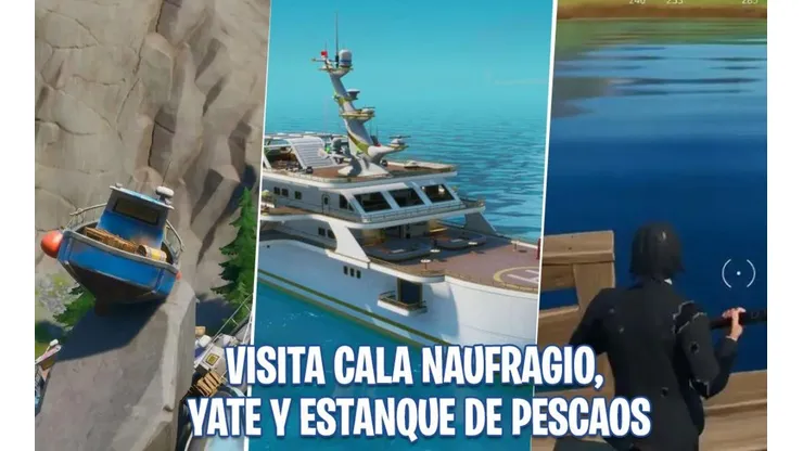 Desafíos Fortnite: visita Cala Naufragio, el Yate y Estanque de Pescaos