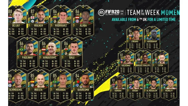 FIFA 20 lanza los TOTW Moments para reemplazar el Equipo de la Semana