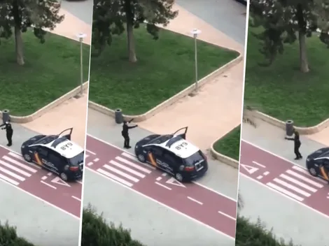 En España, este policía se puso a divertir a las personas en cuarentena