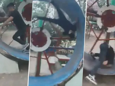 Video viral: subió a esta rueda diabólica y se dio el golpe de su vida