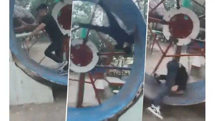 Video viral: subió a esta rueda diabólica y se dio el golpe de su vida