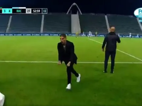 Beccacece se volvió loco con el triunfo agónico de Racing y saltó para todos lados