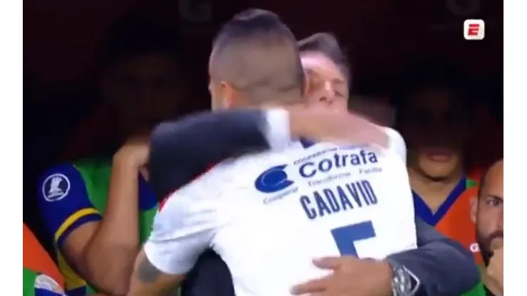 Andrés Cadavid y Miguel Russo en su reencuentro en Libertadores.