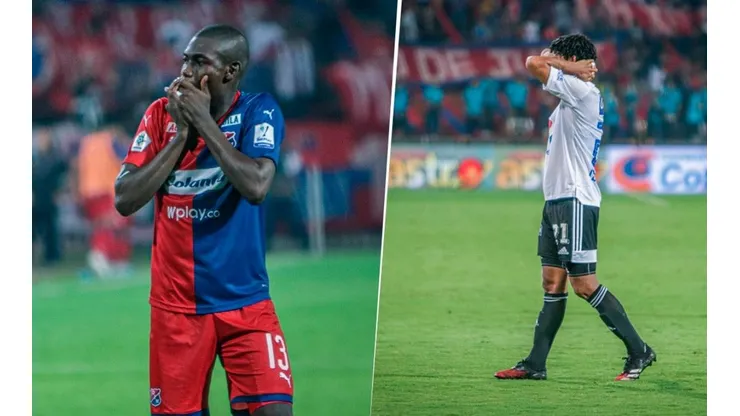 El nerviosismo de los jugadores de Medellín y Millonarios por la lesión de Yulián Gómez.