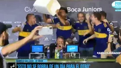 Russo estaba en conferencia ¡hasta que los jugadores de Boca lo bañaron!