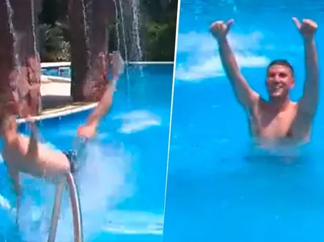 Video: periodista de DirecTV casi se mata tirándose a la pileta