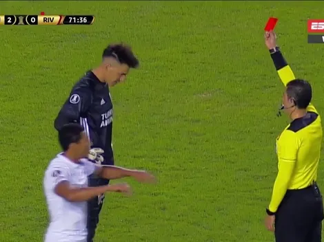 Lo que le faltaba a River: expulsado Bologna tras evitar un gol de Liga