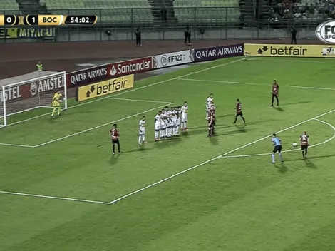 ¡Qué golazo! Hernández sorprendió con un tiro libre demencial y Caracas se lo empató a Boca