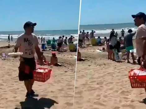 Lo filmaron en la playa vendiendo "la pastafrola del Pity Martínez"