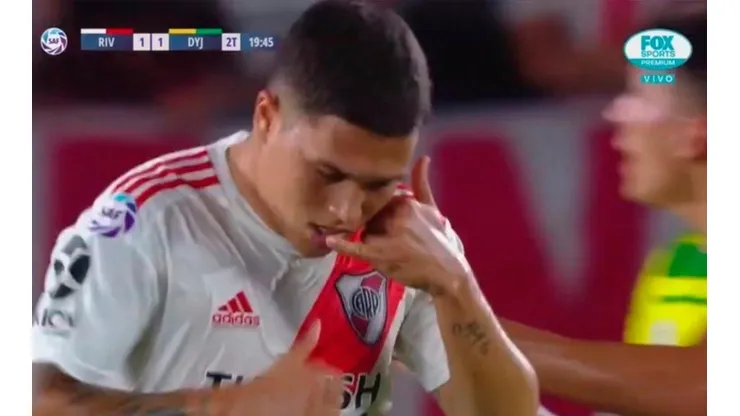 Así festejó Juan Fernando Quintero su gol a Defensa y Justicia.