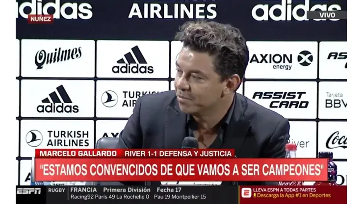 Marcelo Gallardo en conferencia de prensa.