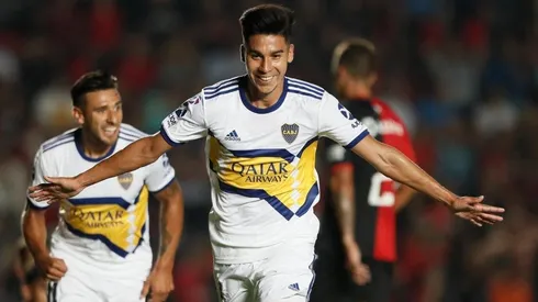 El festejo del primer tanto de Boca en el partido.