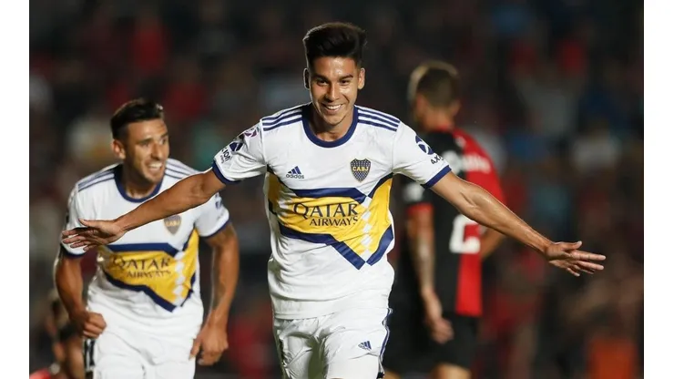 El festejo del primer tanto de Boca en el partido.