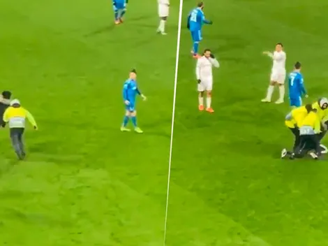 Cristiano empujó a un fanático que entró al campo para pedirle una selfie