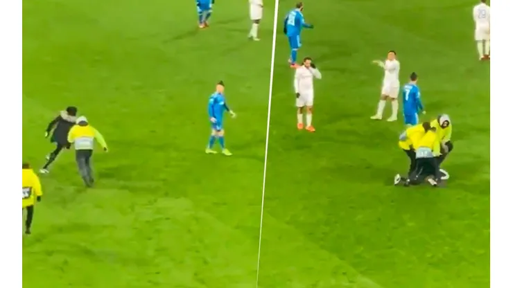 Cristiano empujó a un fanático que entró al campo para pedirle una selfie