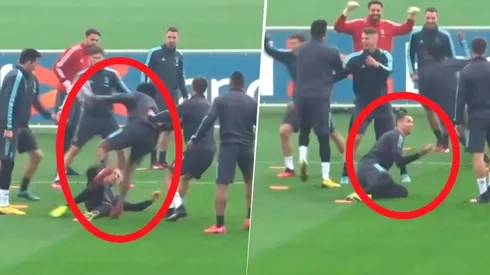 Así fue el lujito que le tiró Juan Guillermo Cuadrado a Cristiano Ronaldo.