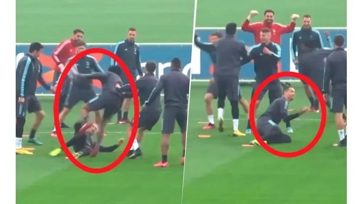 Así fue el lujito que le tiró Juan Guillermo Cuadrado a Cristiano Ronaldo.