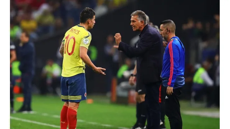 James Rodríguez y Carlos Queiroz juntos en la pasada Copa América, Brasil 2019.