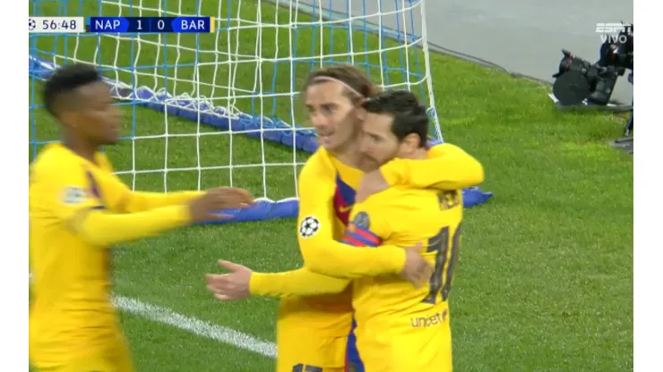En el primer remate del Barcelona, Griezmann empató ante Napoli