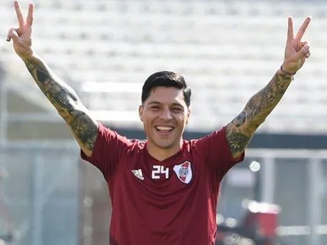 Enzo Pérez subió una foto bajo la lluvia con Montiel y la convirtió en meme